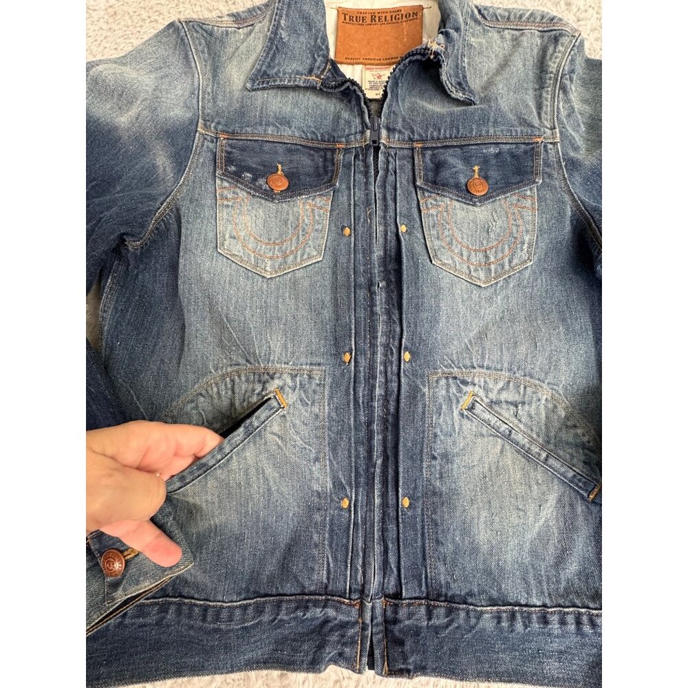NWOT True Religion Denim 2012 Trucker Jacket S 50s Style Zip Classic American - Picture 10 of 14